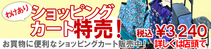 ”ショッピングカート特価中!わけあり¥3240詳しくは店頭で”/